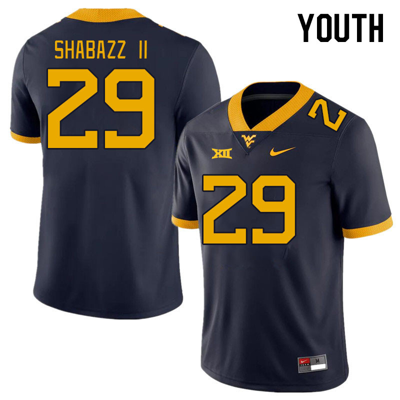 Youth #29 Deuce Shabazz II West Virginia Mountaineers College Football Jerseys Stitched Sale-Navy